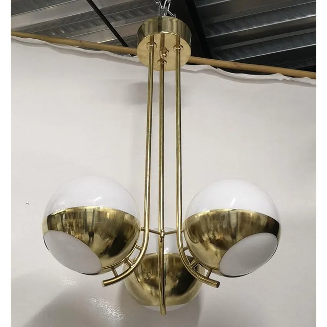 Gold Round Murano Glass and Brass Chandelier, 2000s For Sale - Image 8 of 10