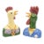 Late 20th Century Hand-Painted Italian Majolica Anthropomorphic Rooster and Hen Busts by Turtle and Crane - Palm Beach Regency Whimsy For Sale