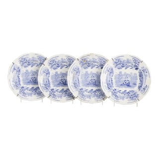 Faience Plates from Davenport, 19th Century, Set of 4 For Sale