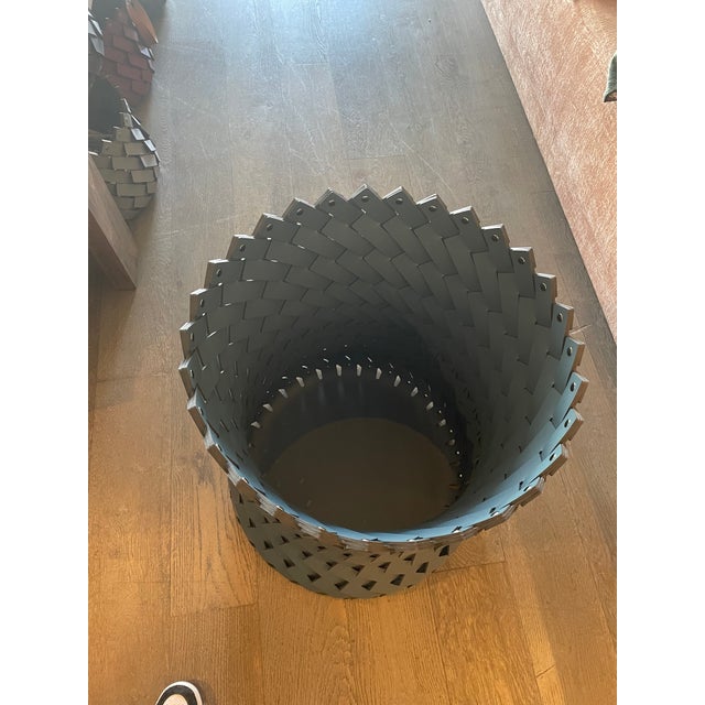 Modern Extra Large Braided Basket Teal For Sale - Image 3 of 5