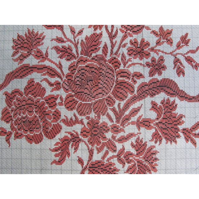 19th c. French hand-painted gouache on paper textile design. These patterns were for jacquard woven fabrics and are...
