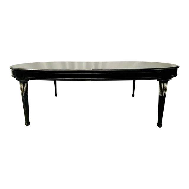 Maison Jansen Louis XVI Dining Table, Conference, Ebony, Bronze, French 1930s For Sale