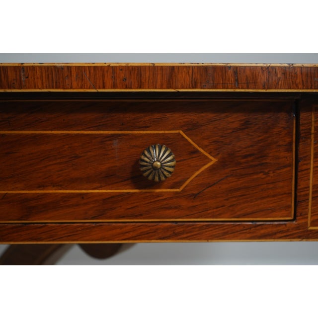 1990s Rosewood Vintage Bench Made Regency Style Dropleaf Library Table For Sale - Image 13 of 18