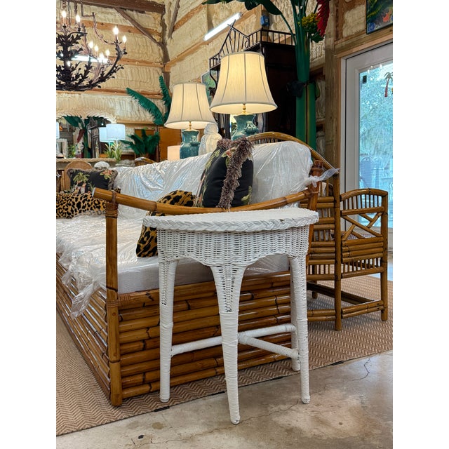 Antique Karpen Fiber Rush Wicker Demi Lune Table, Chicago & New York, Circa 1900–1915 For Sale - Image 12 of 12