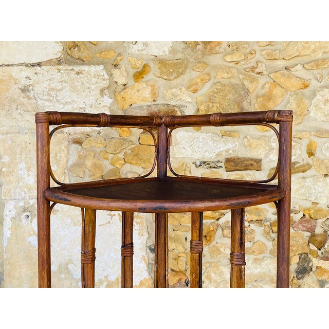 Mid-Century Bamboo & Rattan 3-Tier Corner Shelf, 1960s For Sale - Image 15 of 18