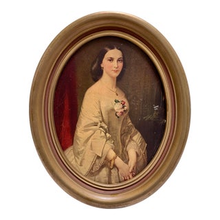 Vintage Victorian Oval Portrait of a Woman For Sale
