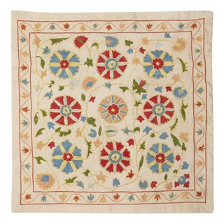 20"x20" 100% Silk Embroidered Pillow Cover. Contemporary Handmade Cushion Cover For Sale