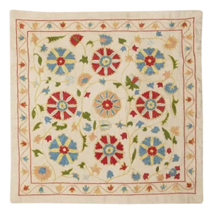 20"x20" 100% Silk Embroidered Pillow Cover. Contemporary Handmade Cushion Cover