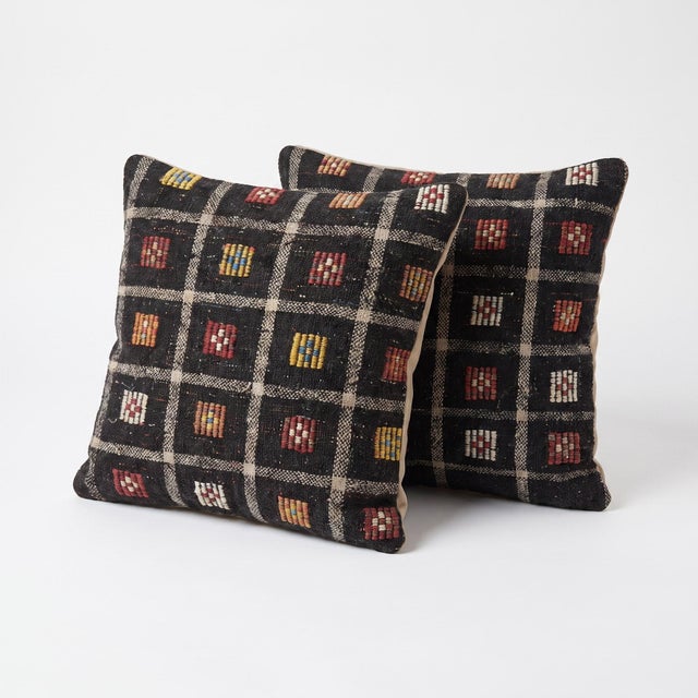 This beautiful 19'' x 19'' & 19'' x 20'' pillow cover set was made from authentic Turkish Kilim pieces. Bright colors of...