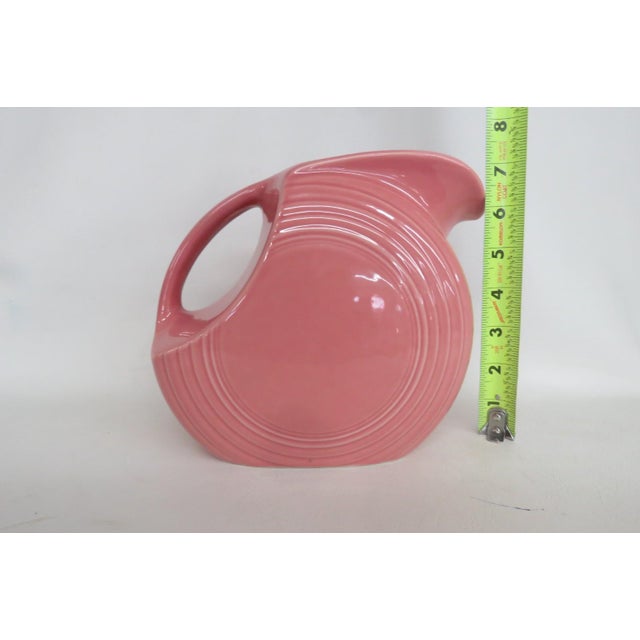 Ceramic Fiestaware Homer Laughlin Disk Pitcher Rose Pink Jug Concentric Ring Style 4835b For Sale - Image 7 of 16