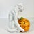 Chinoiserie 1940s Vintage Majolica Chinoiserie Hollywood Regency Figural Monkey Holding Pumpkin Gourd For Sale - Image 3 of 18