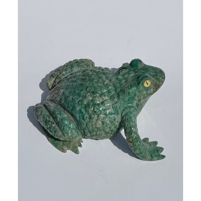 Stone Carved Green Hardstone Frog Sculpture, Chinese, Late 20th Century For Sale - Image 7 of 13