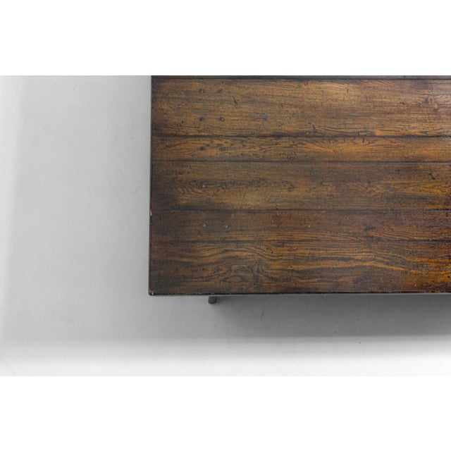 Large Rustic Brutalist Coffee Table in Patinated Wood, 1980s For Sale - Image 10 of 17