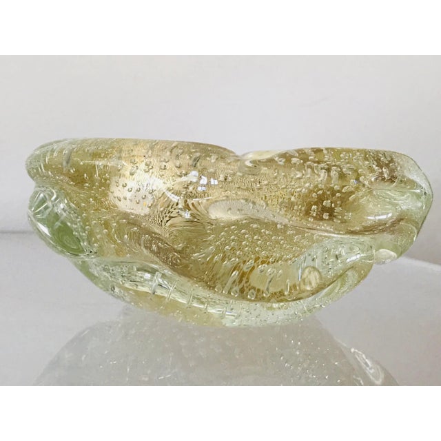 1960s Barovier Toso Attributed Gold Aventurine Bullicante Glass Ashtray For Sale - Image 10 of 12