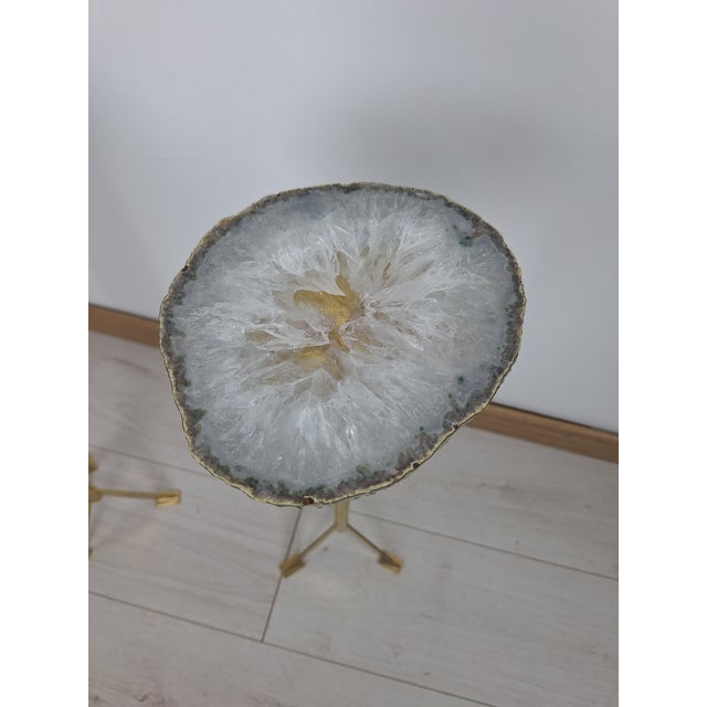 Vintage Brass Ashtray with White Hard Stone For Sale - Image 6 of 7