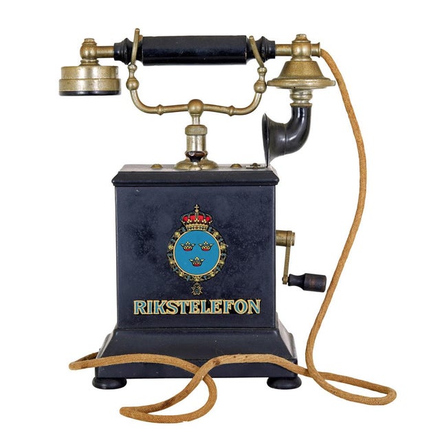 Early 20th Century Swedish Metal Telephone from Rikstelefon, 1900s For Sale - Image 3 of 9