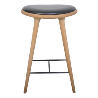 Mater Bar Stool in Oak and Black Leather, 2020 For Sale