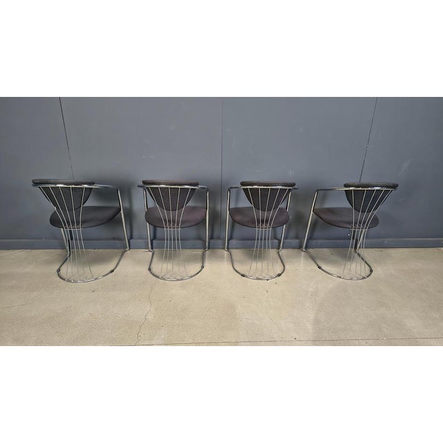 Black Vintage Chrome Dining Chairs from Effezeta, 1970s, Set of 4 For Sale - Image 8 of 12