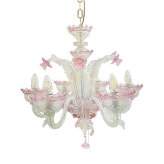 Chandelier in Pink Murano Glass, 1950s For Sale