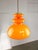 Mid-Century Modern Italian Orange Glass and Brass Pendant Lamp, 1960s For Sale - Image 5 of 18