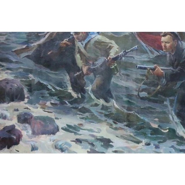 Soviet Battle Oil Painting, Ukrainian Artist, 1970s 140-210 For Sale - Image 4 of 6
