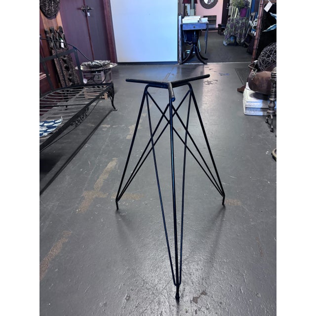 Yellow Eames Style Vintage Eiffel Tower Iron Base and Table For Sale - Image 8 of 11