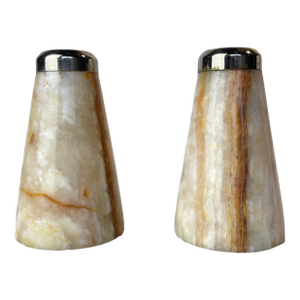 Mid-Century Onyx Salt & Pepper Shakers