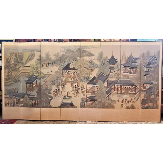 PRESENTING A STUNNING and EXTREMELY RARE and DESIRABLE Early 20C Korean 8 Panel Handpainted Silk Screen. This screen...