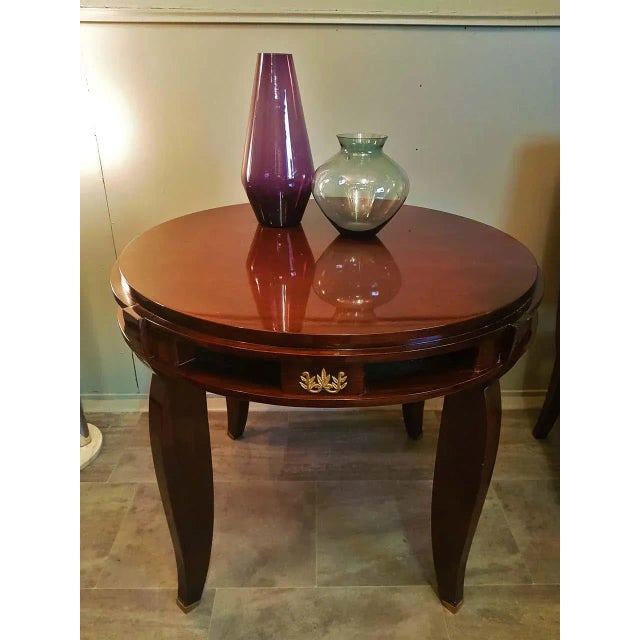 Art Deco Round Center Table by Jules Leleu, France, 1930s For Sale - Image 3 of 18