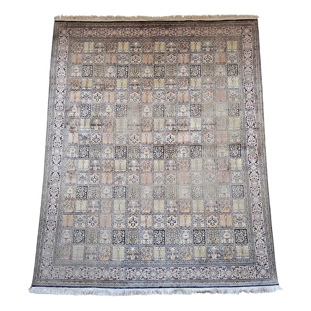 Vintage Hand-Knotted Silk Rug Garden of Paradise, Nepal, 1960s For Sale