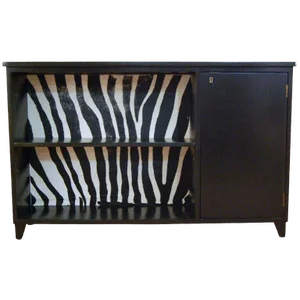 Swedish Art Moderne Black Writing Desk With Zebra Hair Hide