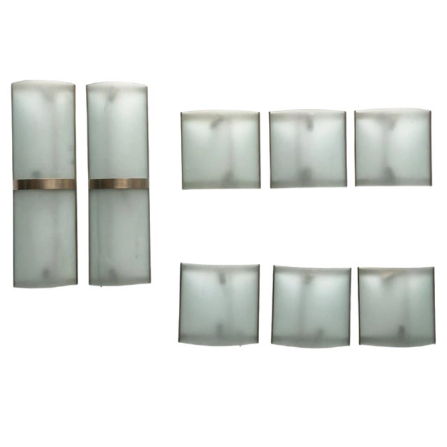 Wall Lights in the style of Fontana Arte, Italy, 1960s, Set of 8 For Sale