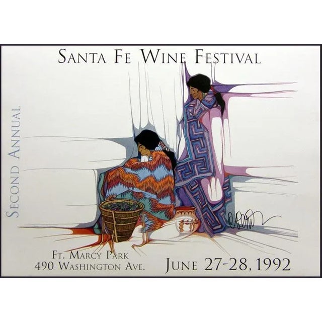 Impressionist 1990s "Santa Fe Wine Festival" Amado Pena Offset Lithograph Hand Signed For Sale - Image 3 of 3