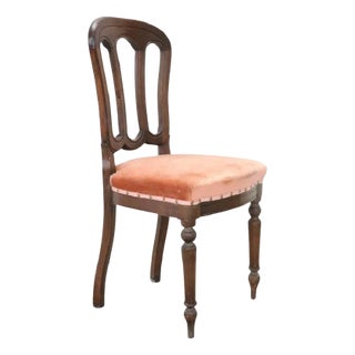 19th Century Chair in Beech Wood with Velvet Seat For Sale