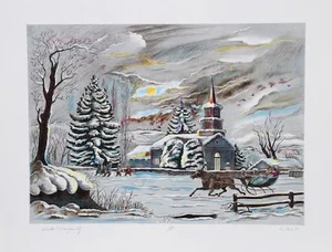 Bogdan Grom, "Winter Tranquility," Lithograph
