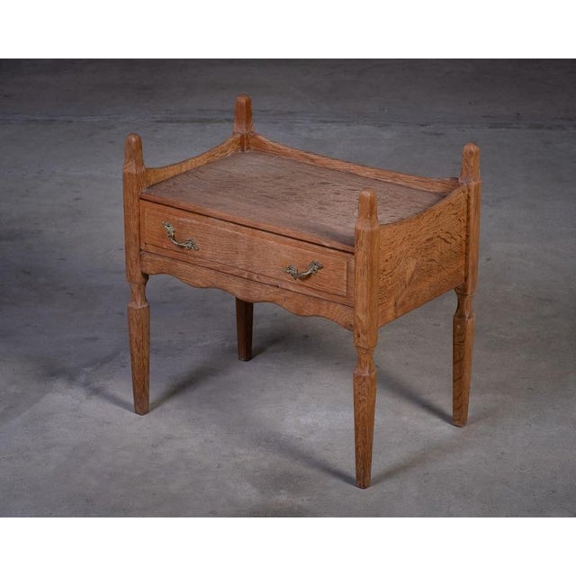 Brutalist Oak Nightstands attributed to Henning Kjærnulf, 1970s, Set of 2 For Sale - Image 4 of 18