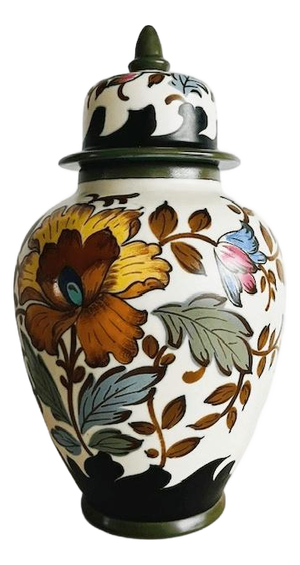 Mid-Century Verinique Lidded Vase from Royal Gouda, South Holland
