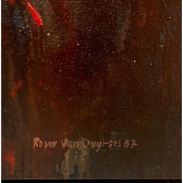 Roger Van Ouytsel, Large Abstract Oil Painting Belgian American Artist Roger Van Ouytsel Menorah, 1987 For Sale - Image 13 of 15