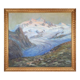 Antique Glacial Landscape Painting by Swiss-American Artist Jean Jacques Pfister For Sale
