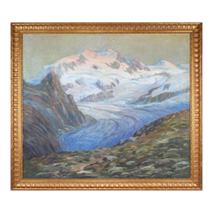 Antique Glacial Landscape Painting by Swiss-American Artist Jean Jacques Pfister