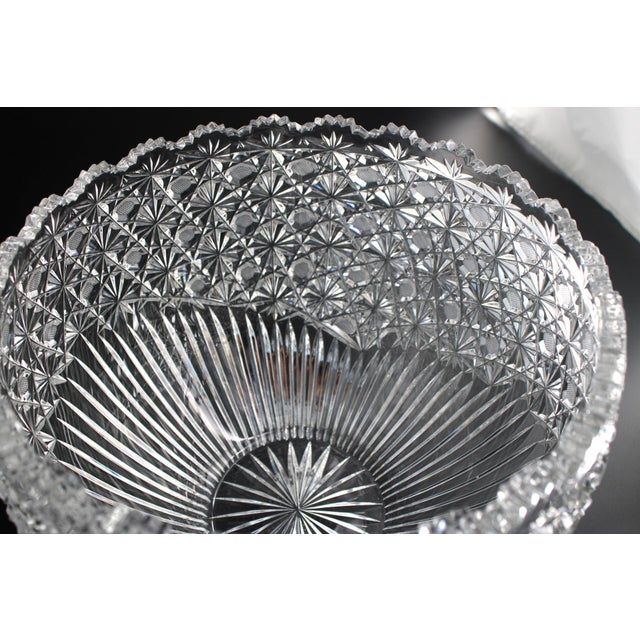1920s 1920s Stunning Large American Brilliant Cut Glass Centerpiece Serving Bowl For Sale - Image 5 of 11