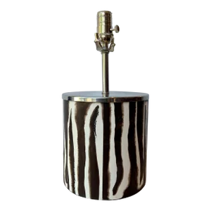 Hand Painted Abstract Brown and White Zebra Pattern Table Lamp