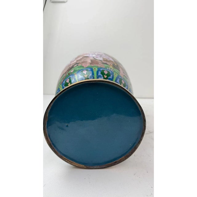 Monumental Chinese Cloisonne Enamel Vase For Sale - Image 11 of 13