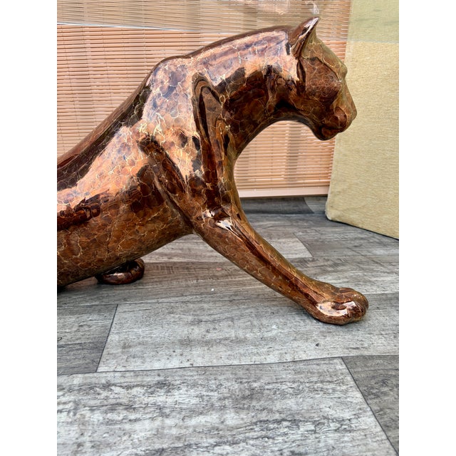 Hollywood Regency Mottled Bronze Ceramic Panthers Pedestal Coffee Table. Circa 1970s For Sale - Image 15 of 15