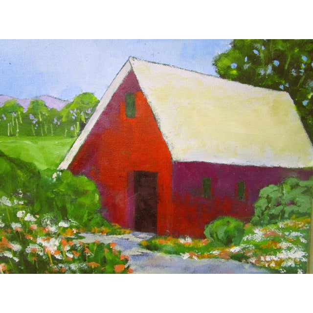 Lynne French Central California Red Barn landscape oil painting. The signed original painting measures 11x14 on prepared,...