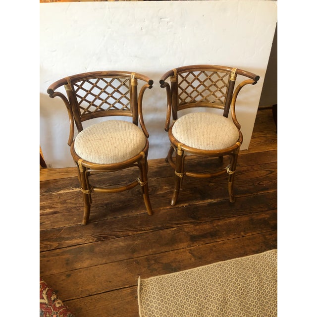 Vintage Rattan & Bamboo Console Table & Two Side Chairs -Set of 3 For Sale - Image 9 of 13