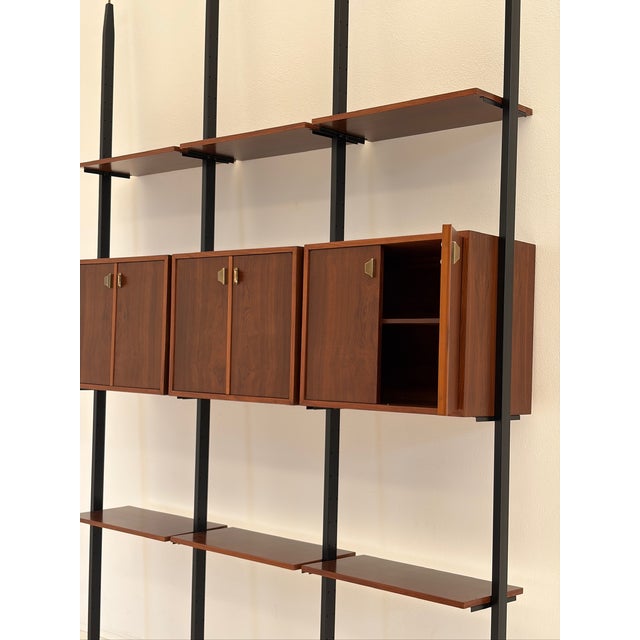 Vintage Bookcase in Wood with Metal and Brass Tips, 1970s For Sale - Image 9 of 18