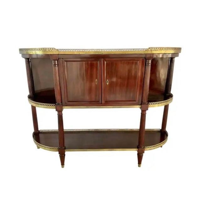 French Mahogany Buffet With Marble Top and Brass Gallery For Sale In Tampa - Image 6 of 17