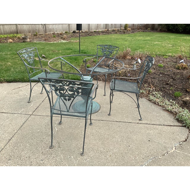 1950s Vintage Woodard Garden Wrought Iron Patio Set Set of 5 Chairish