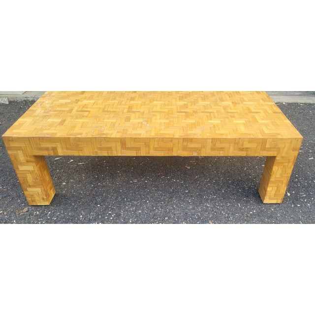 Contemporary Vintage Bamboo & Rattan Coffee Table For Sale - Image 3 of 9